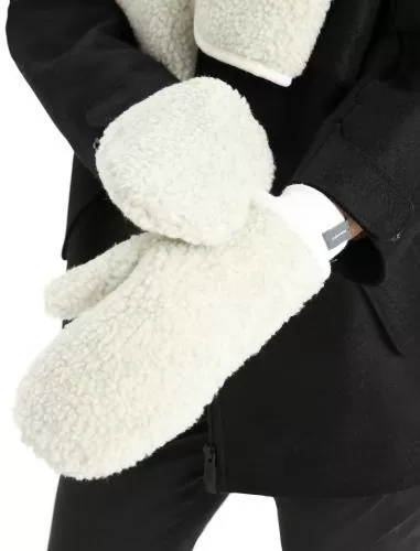 Icebreaker Unisex RealFleece High Pile Mittens - ecru hthr