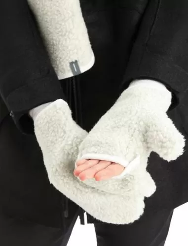 Icebreaker Unisex RealFleece High Pile Mittens - ecru hthr
