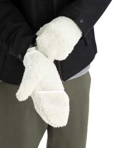 Icebreaker Unisex RealFleece High Pile Mittens - ecru hthr