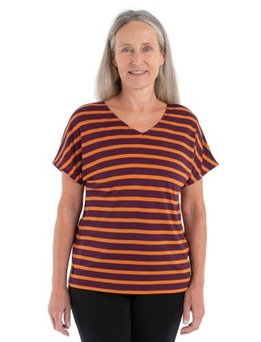 Preview: Icebreaker Women Drayden Reversible SS Top Stripe - nightshade
