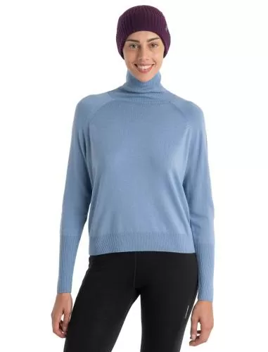 Icebreaker Women MerinoFine Luxe LS High Neck Sweater - kyanite