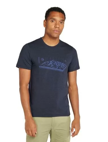 Icebreaker Men Merino Mer Central Classic SS Tee Alps 3D - midnight navy