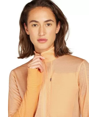 Icebreaker Women Merino Mer 200 Realfleece Descender LS Half Z - sunstone