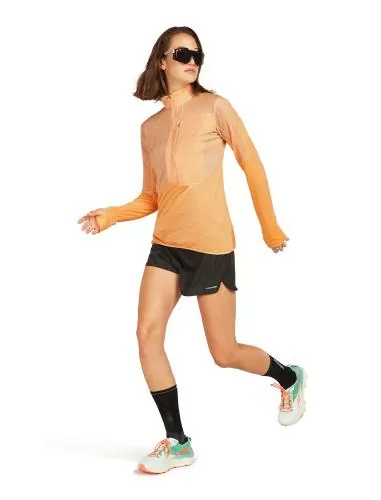 Icebreaker Women Merino Mer 200 Realfleece Descender LS Half Z - sunstone