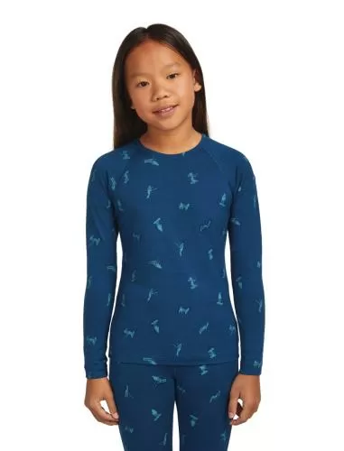 Icebreaker Kids Merino 200 Oasis LS Crewe Snow Day - atlantis