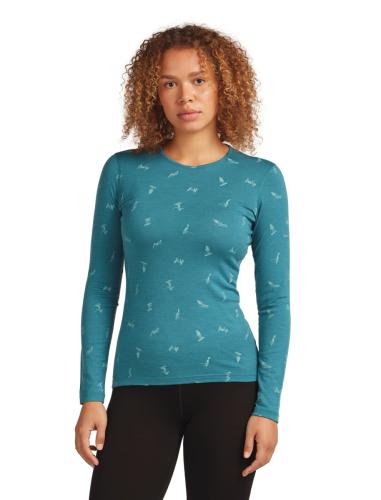 Preview: Icebreaker Women Merino 200 Oasis LS Crewe Snow Day - topaz