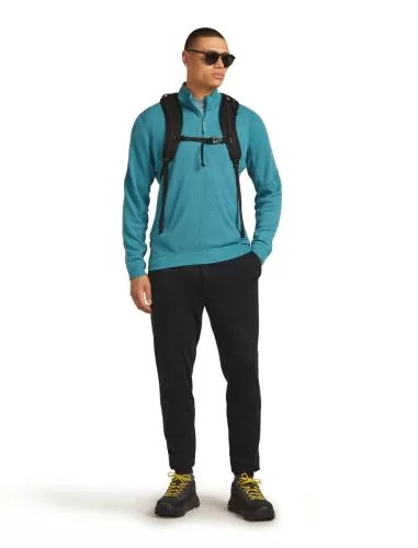 Icebreaker Men Merino Blend 260 Waffle Knit Wander LS Half Zip - topaz