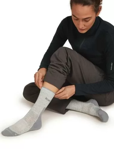 Icebreaker Women Merino Hike+ Light Crew - blizzard hthr