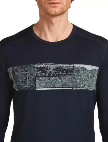 Icebreaker Men Merino 200 Oasis LS Crewe Elevation Line - midnight navy