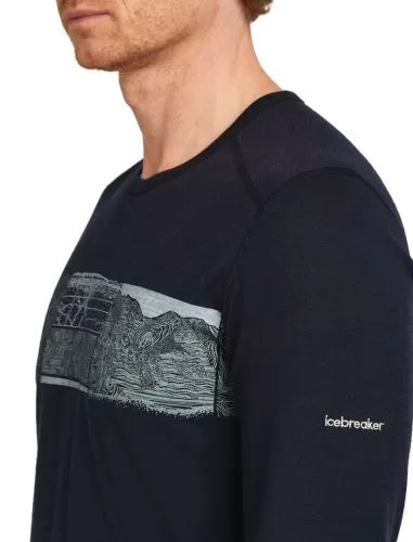Icebreaker Men Merino 200 Oasis LS Crewe Elevation Line - midnight navy