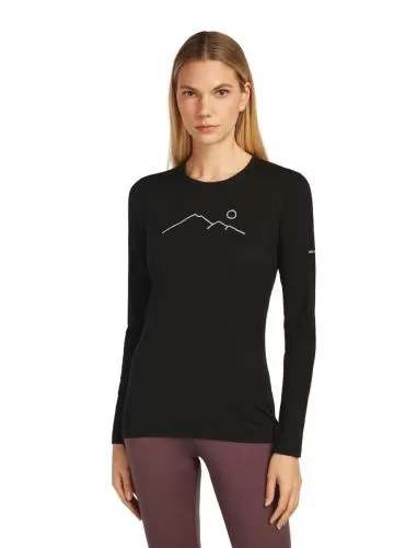 Icebreaker Women Merino 200 Oasis LS Crewe Rainer Ridge - black