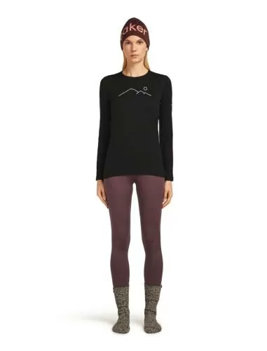 Icebreaker Women Merino 200 Oasis LS Crewe Rainer Ridge - black