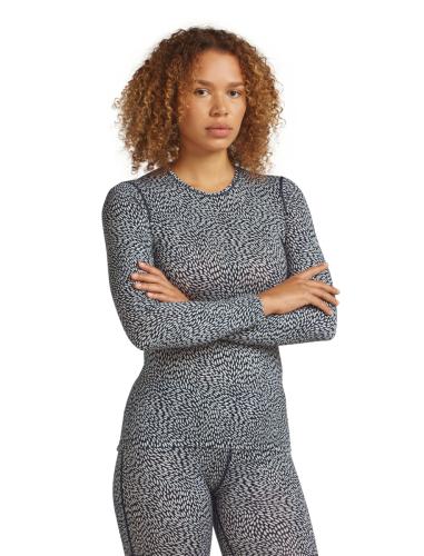Preview: Icebreaker Women Merino 200 Oasis LS Crewe Flock Forms AOP - midnight navy