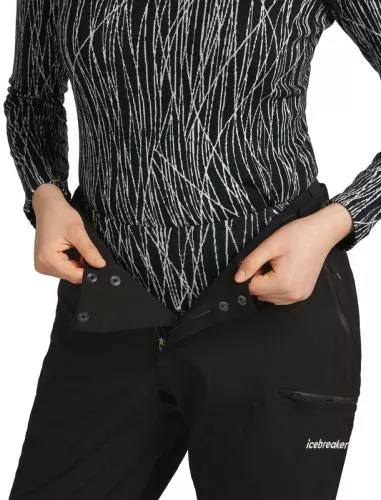 Icebreaker Women Merino 260 Tech Vertex High Rise Leggings Delta Lines AOP - black