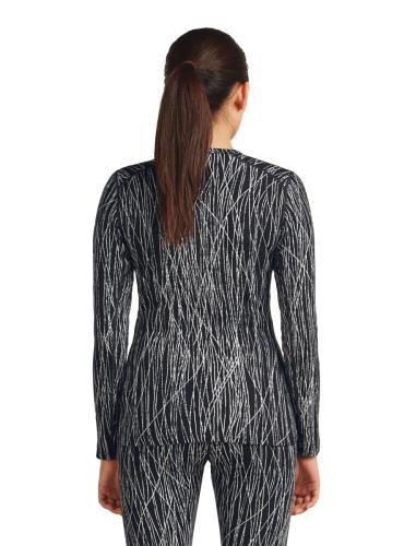 Preview: Icebreaker Women Merino 260 Tech Vertex LS Crewe Delta Lines AOP - black