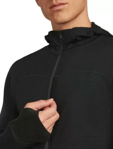 Icebreaker Men Merino Blend 300 RealFleece Descender LS Zip Hoodie - black