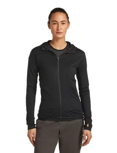 Icebreaker Women Merino Blend 300 RealFleece Descender LS Zip Hoodie - black
