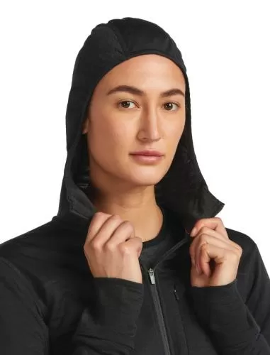 Icebreaker Women Merino Blend 300 RealFleece Descender LS Zip Hoodie - black