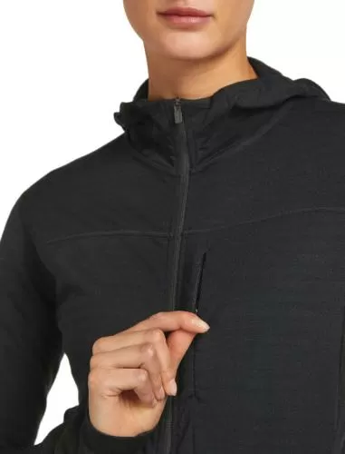 Icebreaker Women Merino Blend 300 RealFleece Descender LS Zip Hoodie - black