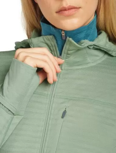 Icebreaker Women Merino Blend 300 RealFleece Descender LS Zip Hoodie - seaglass