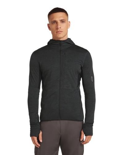 Preview: Icebreaker Men Merino Blend 200 RealFleece Descender LS Zip Hoodie - jet hthr