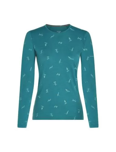Icebreaker Women Merino 200 Oasis LS Crewe Snow Day - topaz