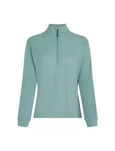 Icebreaker Women Merino Blend 260 Waffle Knit Wander LS Half Zip - hydro