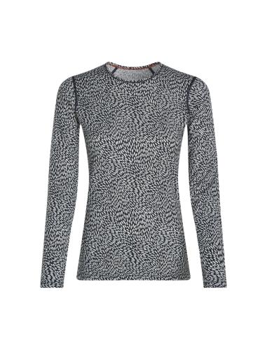Preview: Icebreaker Women Merino 200 Oasis LS Crewe Flock Forms AOP - midnight navy