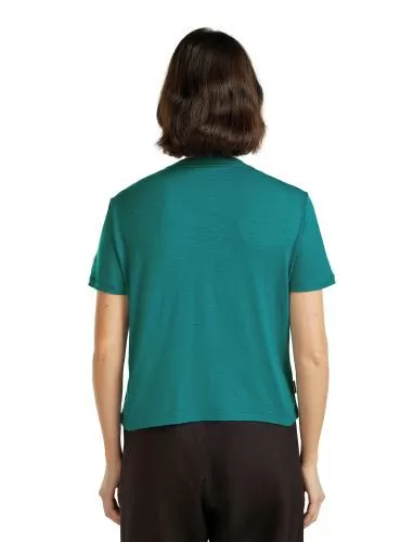 Icebreaker Women Merino 150 Tech Lite SS Crop Tee - tidal teal