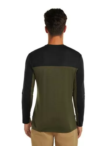 Icebreaker Men Merino Blend 125 Cool-Lite Sphere LS Tee Colour Block - dk loden