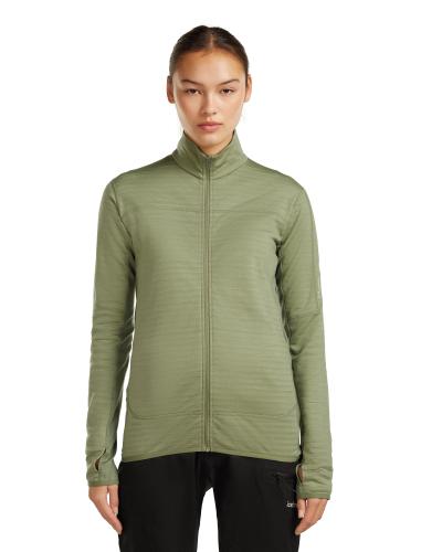 Preview: Icebreaker Women Merino Blend 300 RealFleece Descender LS Zip - lichen
