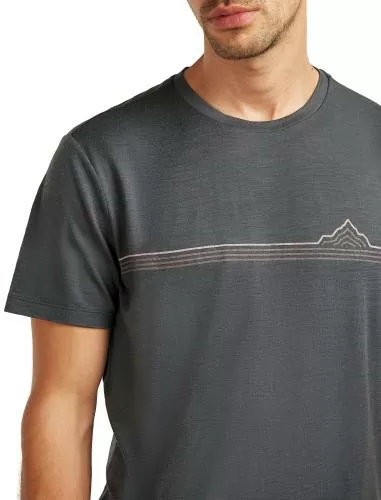 Icebreaker Men Merino 150 Tech Lite SS Tee Range Stripes - obsidian