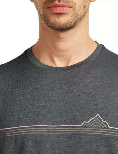 Icebreaker Men Merino 150 Tech Lite SS Tee Range Stripes - obsidian
