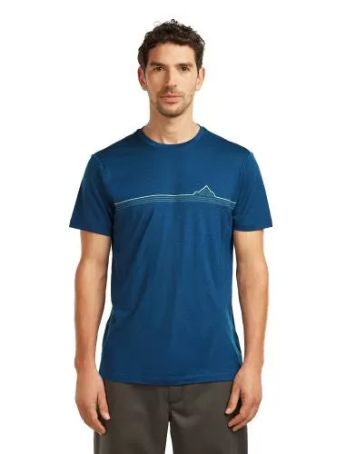 Icebreaker Men Merino 150 Tech Lite SS Tee Range Stripes - atlantis