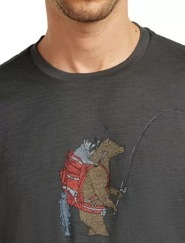 Icebreaker Men Merino 150 Tech Lite SS Tee Bear Catch - obsidian
