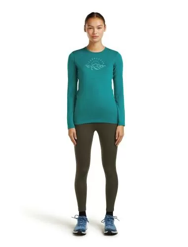 Icebreaker Women Merino 200 Oasis LS Crewe Sunrise Summit - tidal teal