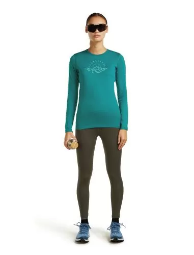 Icebreaker Women Merino 200 Oasis LS Crewe Sunrise Summit - tidal teal