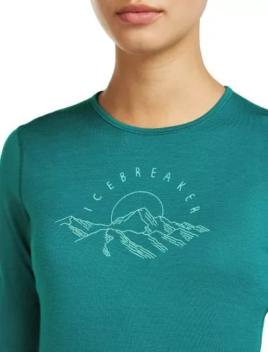 Icebreaker Women Merino 200 Oasis LS Crewe Sunrise Summit - tidal teal