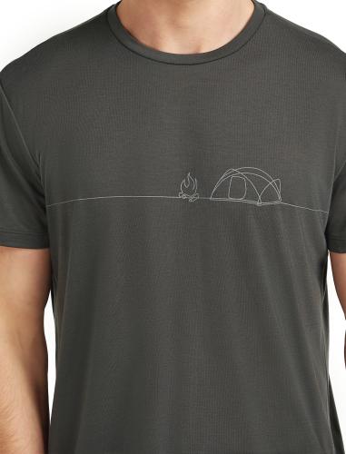 Icebreaker Men Merino Blend Core SS Tee Single Line Camp - obsidian