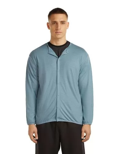 Icebreaker Unisex Merino 150 Round Neck Cardigan - flint blue