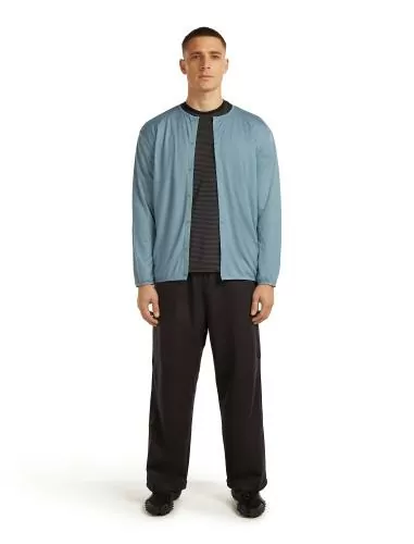 Icebreaker Unisex Merino 150 Round Neck Cardigan - flint blue