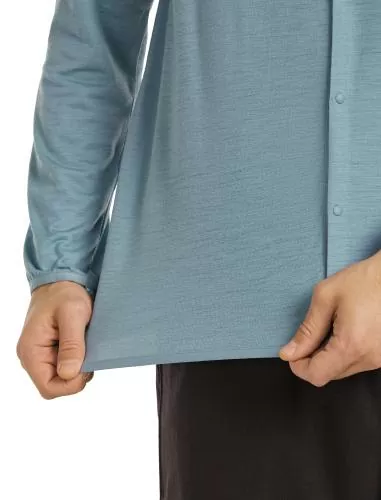 Icebreaker Unisex Merino 150 Round Neck Cardigan - flint blue
