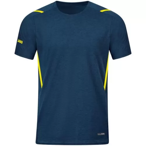 Jako T-Shirt Challenge - seablue melange/neon yellow