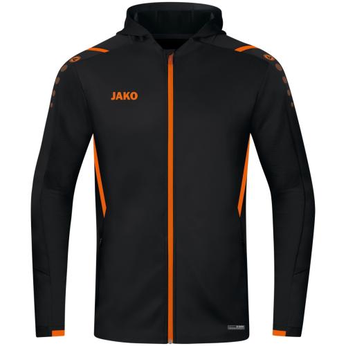 Preview: Jako Kinder Trainingsjacke Challenge mit Kapuze - schwarz/neonorange