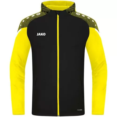 Jako Children Hooded Jacket Performance - black/soft yellow