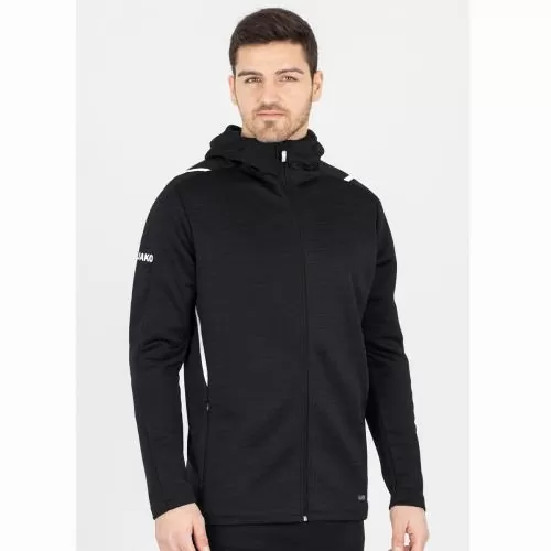 Jako Children Leisure Jacket Challenge With Hood - black melange/white