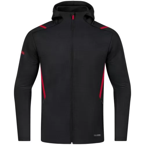 Jako Leisure Jacket Challenge With Hood - black melange/red