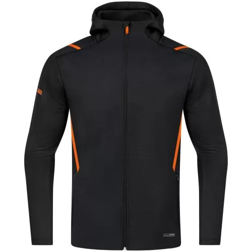 Jako Leisure Jacket Challenge With Hood - black melange/neon orange