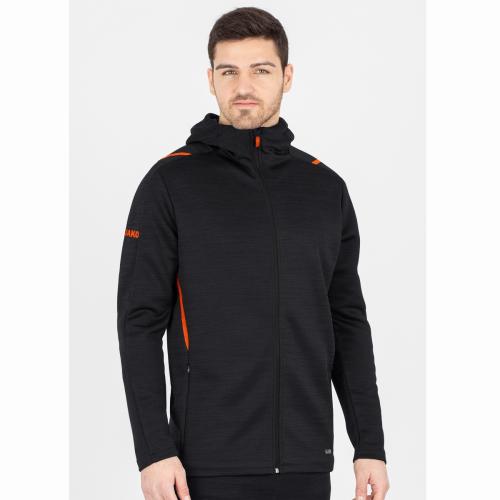 Jako Kinder Freizeitjacke Challenge mit Kapuze - schwarz meliert/neonorange