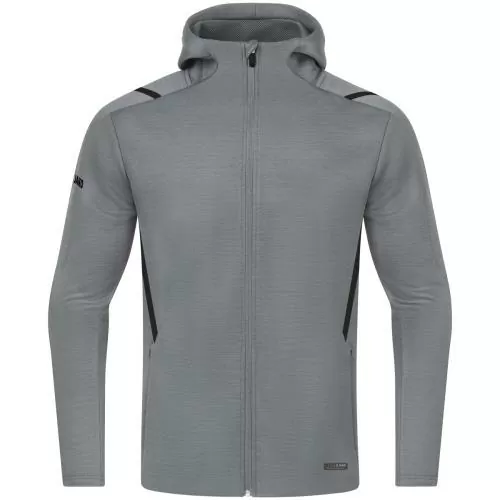 Jako Leisure Jacket Challenge With Hood - stone grey melange/black